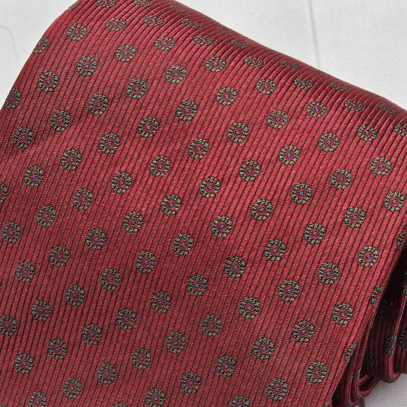JZ RICHARDS Necktie Men's Red Silk Tie Designer Stylish Geometric Circles 60"X4" - Picture 2 of 8